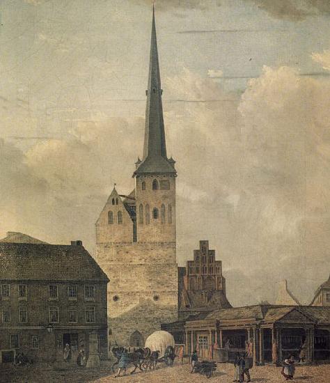 Johann Heinrich Hintze Berlin, Nikolaikirche von Westen Norge oil painting art